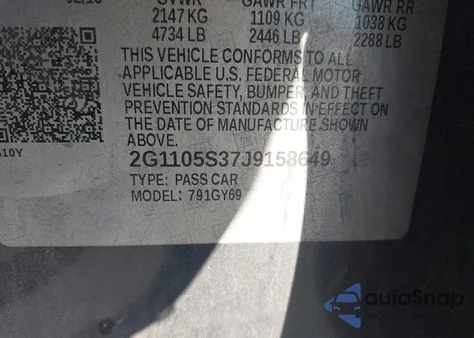 2018 Chevrolet Impala 1Lt from USA, damaged, VIN 2G1105S37J9158649